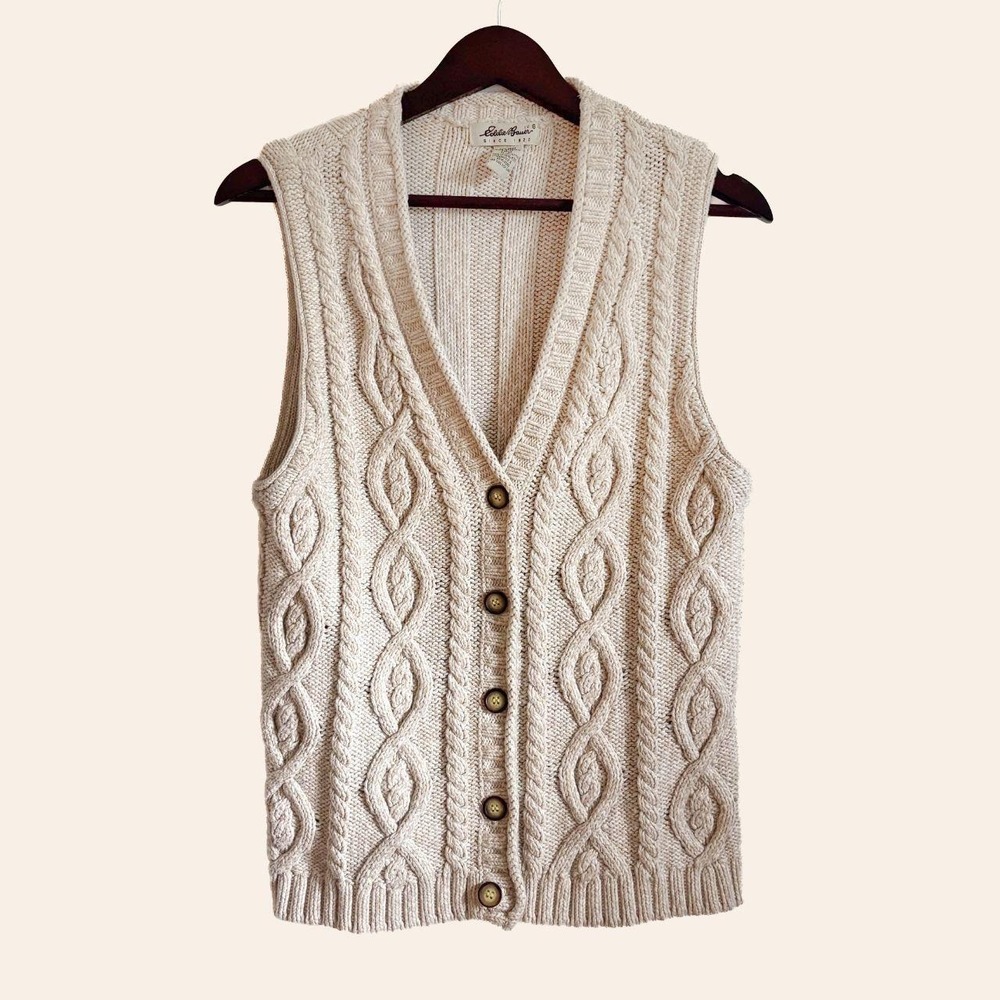 Vintage Eddie Bauer Cotton Cable Knit Sweater Vest